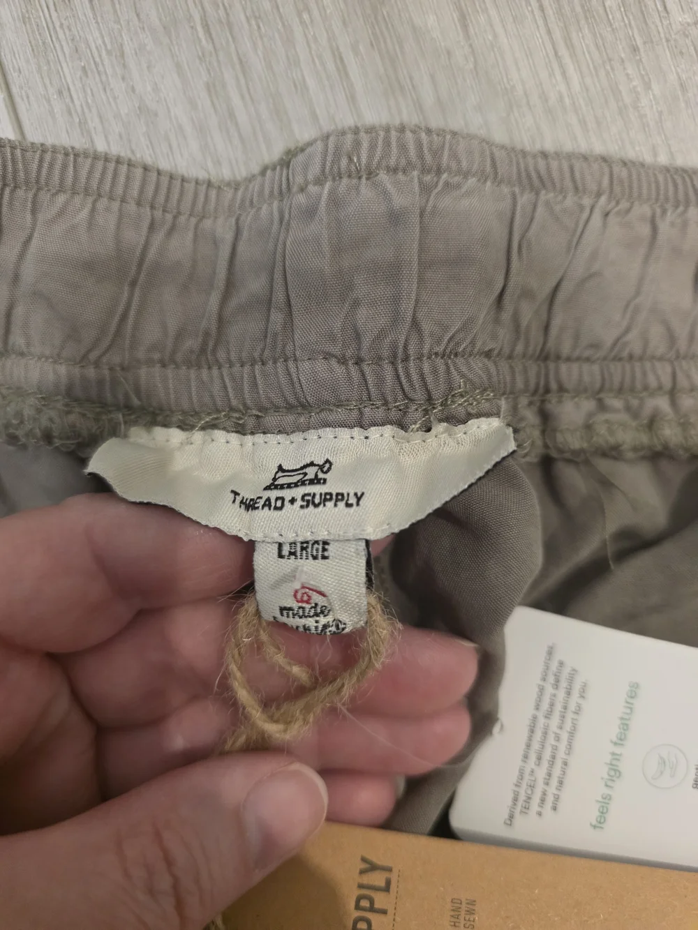 NWT Thread & Supply TENCEL™ Drawstring Shorts | Women's Large | Taupe | Summer - Picture 7 of 10